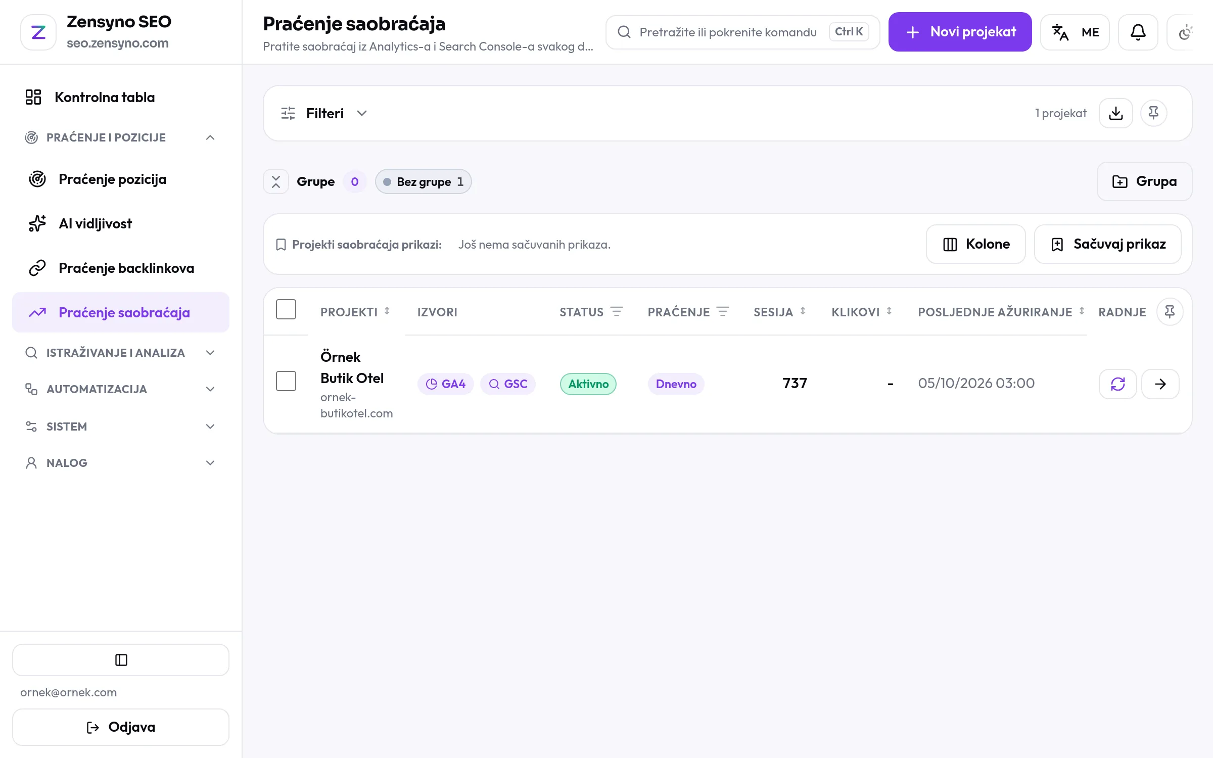 Ekran praćenja saobraćaja